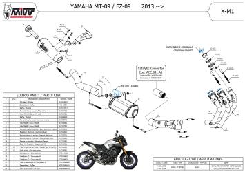 Mivv X-M1 RVS Black Compleet 3in1 Uitlaatsysteem met E-keur Yamaha MT-09 2013 > 2020