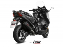 Mivv Oval RVS Black met carbon Endcap Compleet Uitlaatsysteem met E-keur Yamaha T-Max 530 2017 - 2019