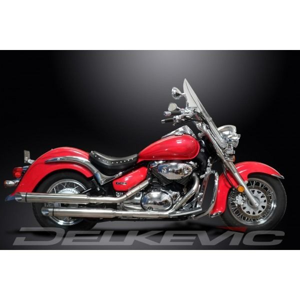Delkevic COM37B5 volledig systeem Slash Cut RVS 550mm - Suzuki VL800 Intruder Volusia (2001-2016)