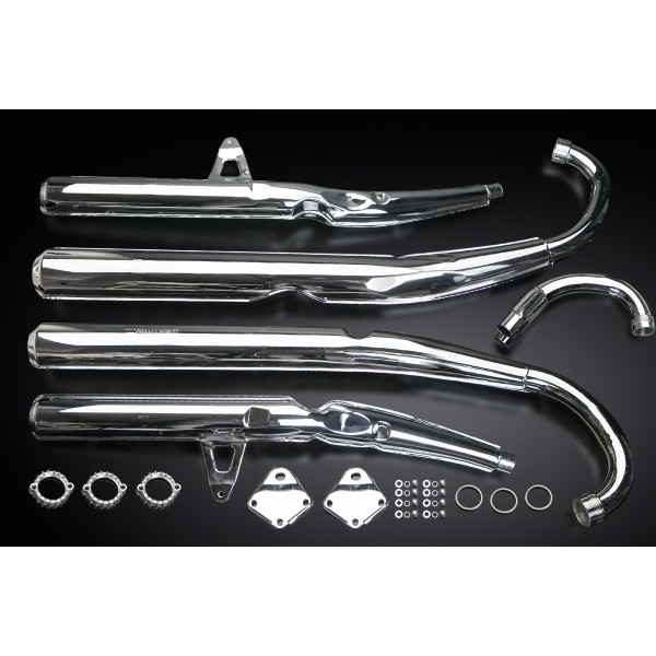 SUZUKI GT750 M/A/B 75-77 KETTLE volledig systeem verchroomde replica van originele uitlaat