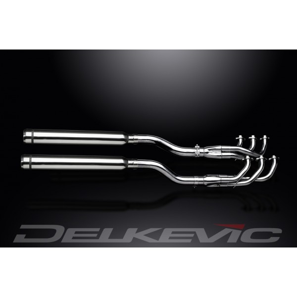 Delkevic Volledig Uitlaatsysteem - HONDA GL1500C F6C VALKYRIE 96-03 FULL 6-2 EXHAUST 550MM SILENCER BULLNOSE BAFFLE - zonder E-KEUR