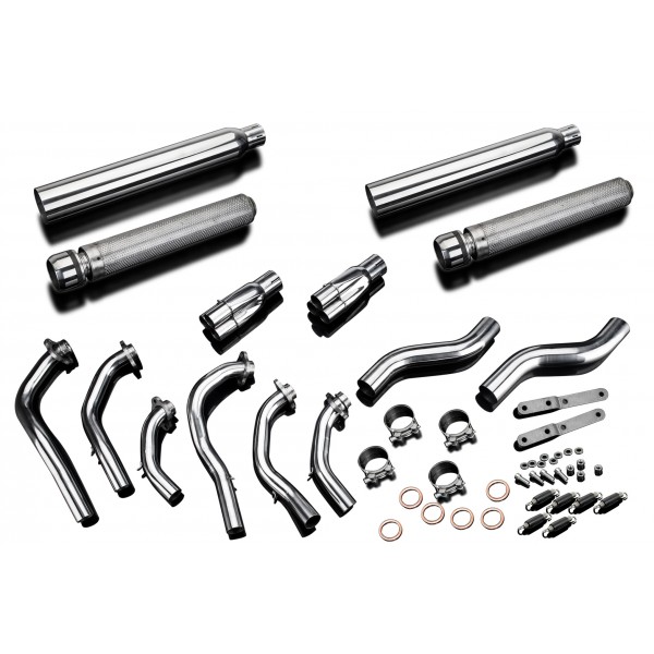 Delkevic Volledig Uitlaatsysteem - HONDA GL1500C F6C VALKYRIE 96-03 FULL 6-2 EXHAUST 550MM SILENCER BULLNOSE BAFFLE - zonder E-KEUR