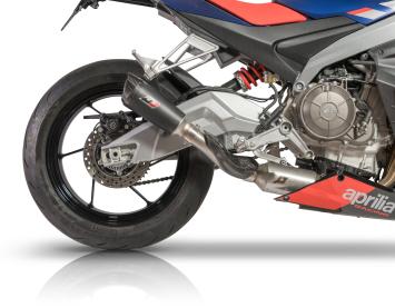 QD Exhaust Full system Titanum Gunshot Dark Matter met E-keur Aprilia Tuono 660 2021 - 2023