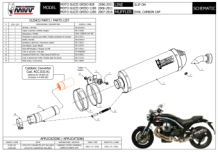 Mivv Oval Carbon met Carbon Cap Slip-on Einddemper met E-keur Moto Guzzi Griso 850 2006 > 2011