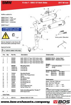 BOS SSEC GT (2-2) RVS Polished Einddemper Set met Euro4 Keuring BMW R nine T (alle Modellen) 2014 - 2020