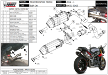 2x Mivv Speed Edge RVS High Up Einddempers Triumph Speed Triple 2016 > 2017