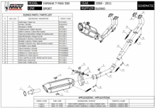 Mivv Suono RVS Black Compleet 2in1 Uitlaatsysteem met E-keur Yamaha T-MAX 500 2008 > 2011