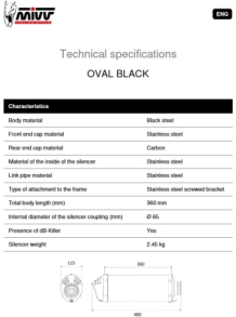 Mivv Oval RVS Black Volledig Uitlaatsysteem met E-keur Yamaha T-Max 560 2020 - 2021